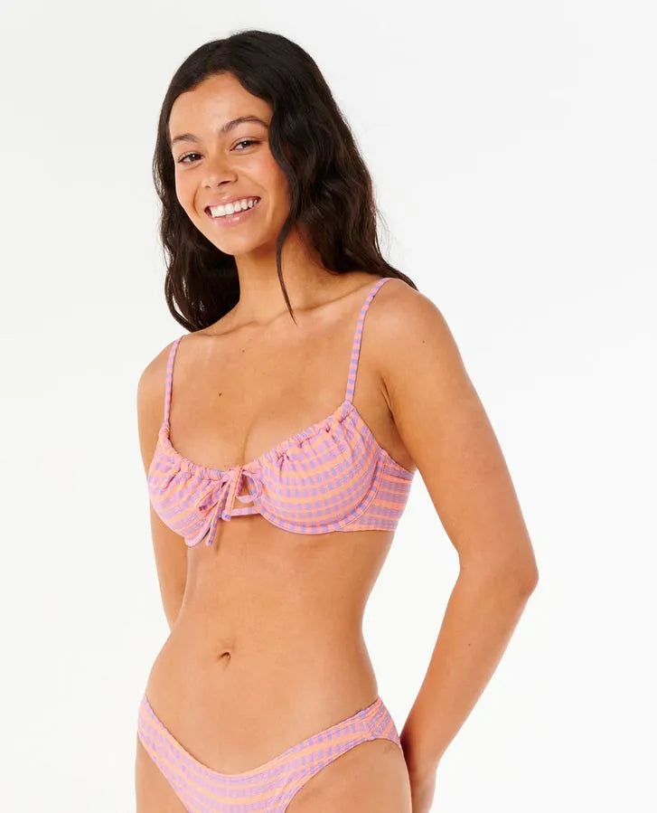 Rip Curl Womens Bikini Top Isles Plaid D-DD Balconette