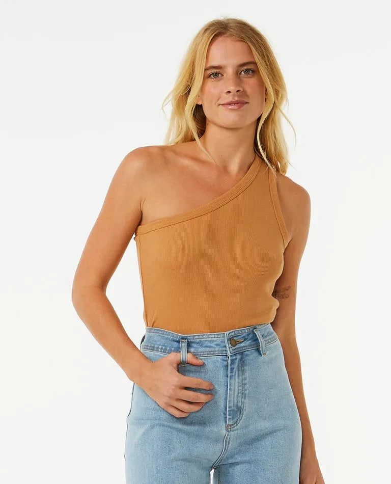 Rip Curl Womens Tank Top Asymmetrical Ribbed