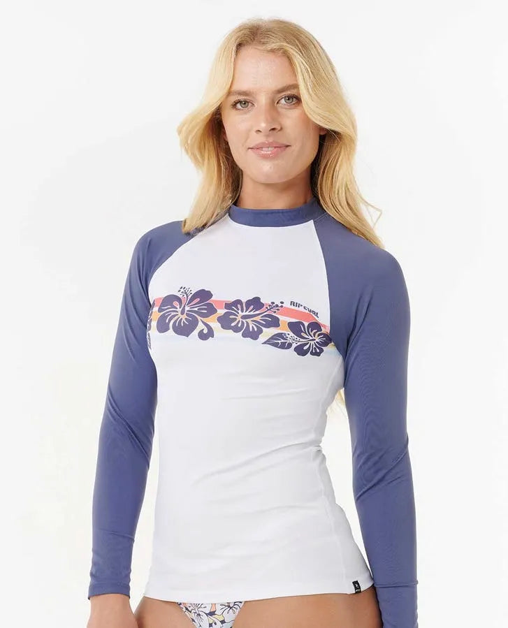 Rip Curl Womens Rashguard Waikiki Waves UPF50 Long Sleeve
