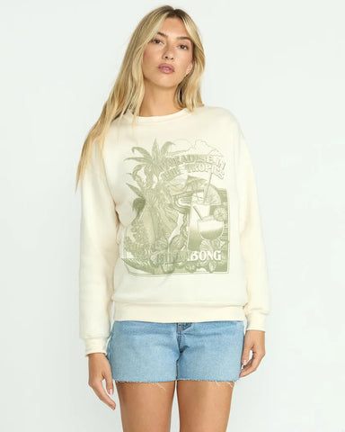 Billabong Womens Sweatshirt Paradise Awaits Crewneck