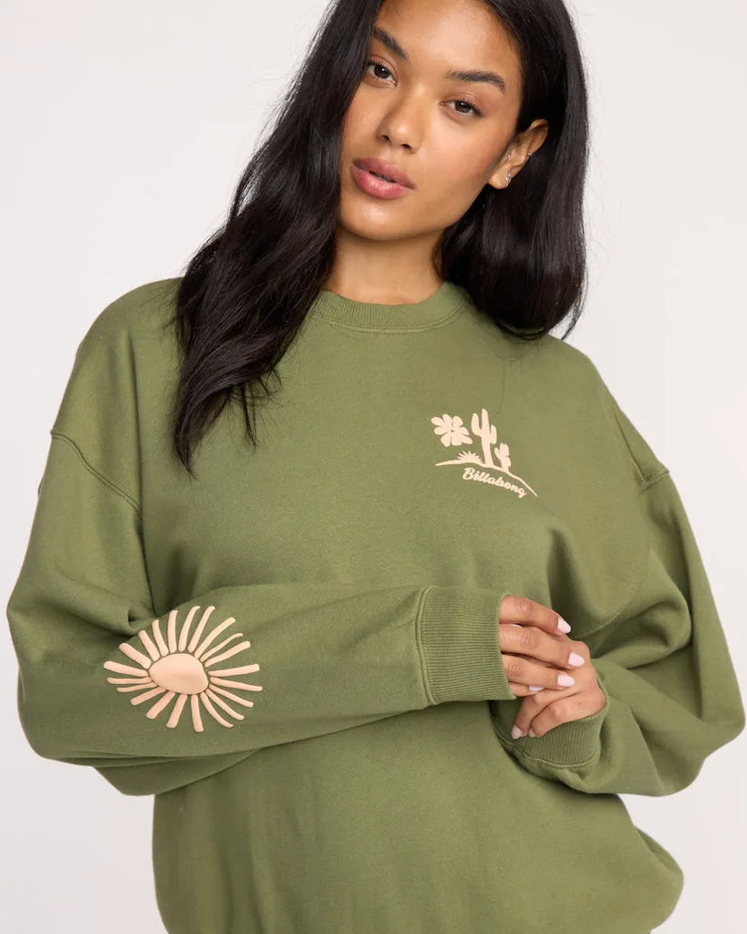 Billabong Womens Sweatshirt Sun Wave Livin Kendal Crewneck