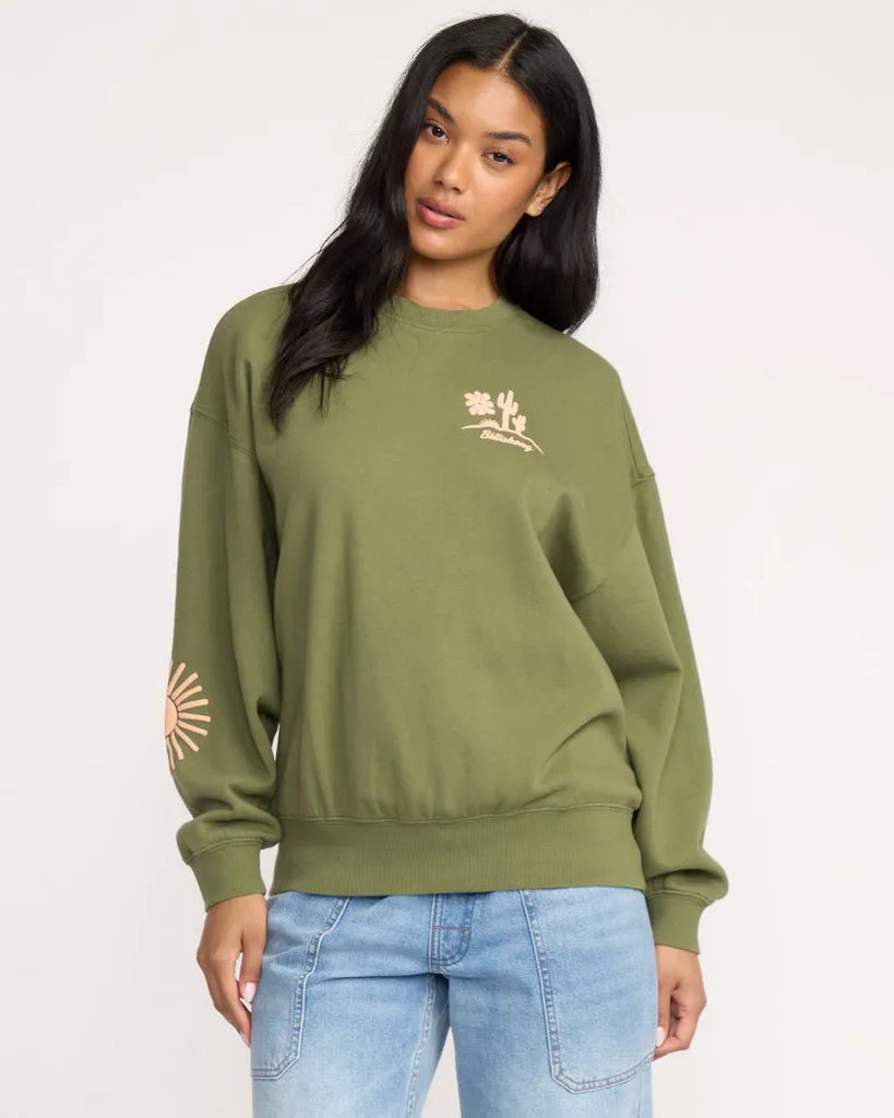 Billabong Womens Sweatshirt Sun Wave Livin Kendal Crewneck