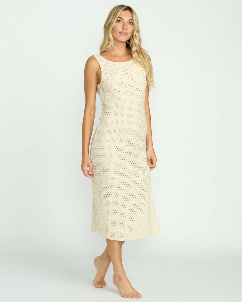 Billabong Womens Dress Eyelet Sun Midi Dress Beach Coverup