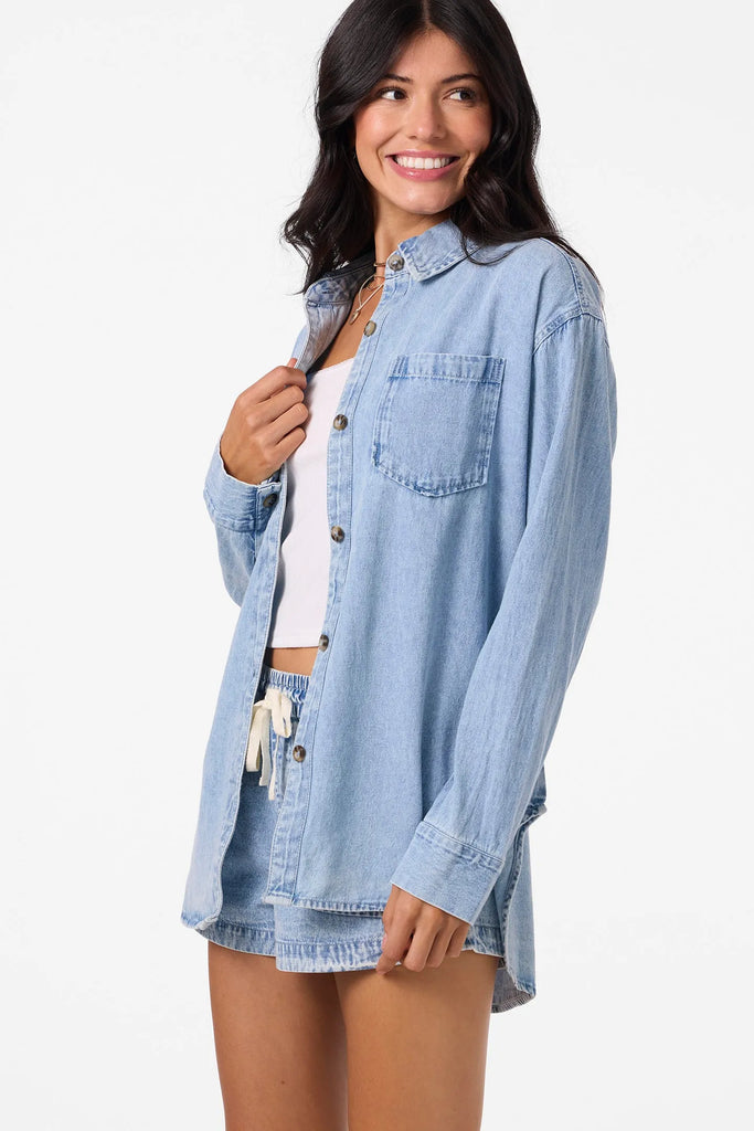 Oneill Womens Jacket Sevie Shacket Denim