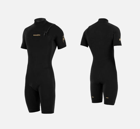 Manera Mens Wetsuits SEAFARER SHORTY 2.2mm Short Sleeve Chest Zip Springsuit