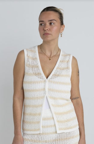 Rhythm Womens Tank Top Sol Stripe Longline Knit Vest