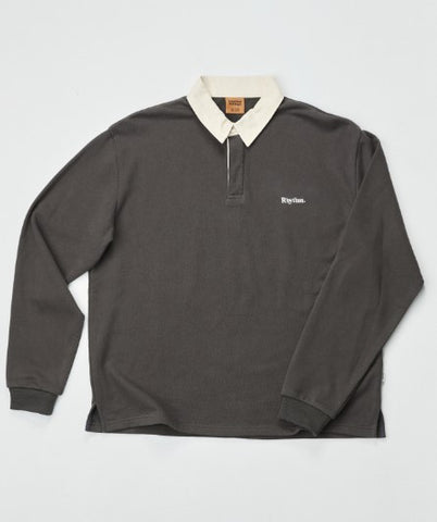 Rhythm Mens Shirt Koa Vintage Rugby Long Sleeve Polo